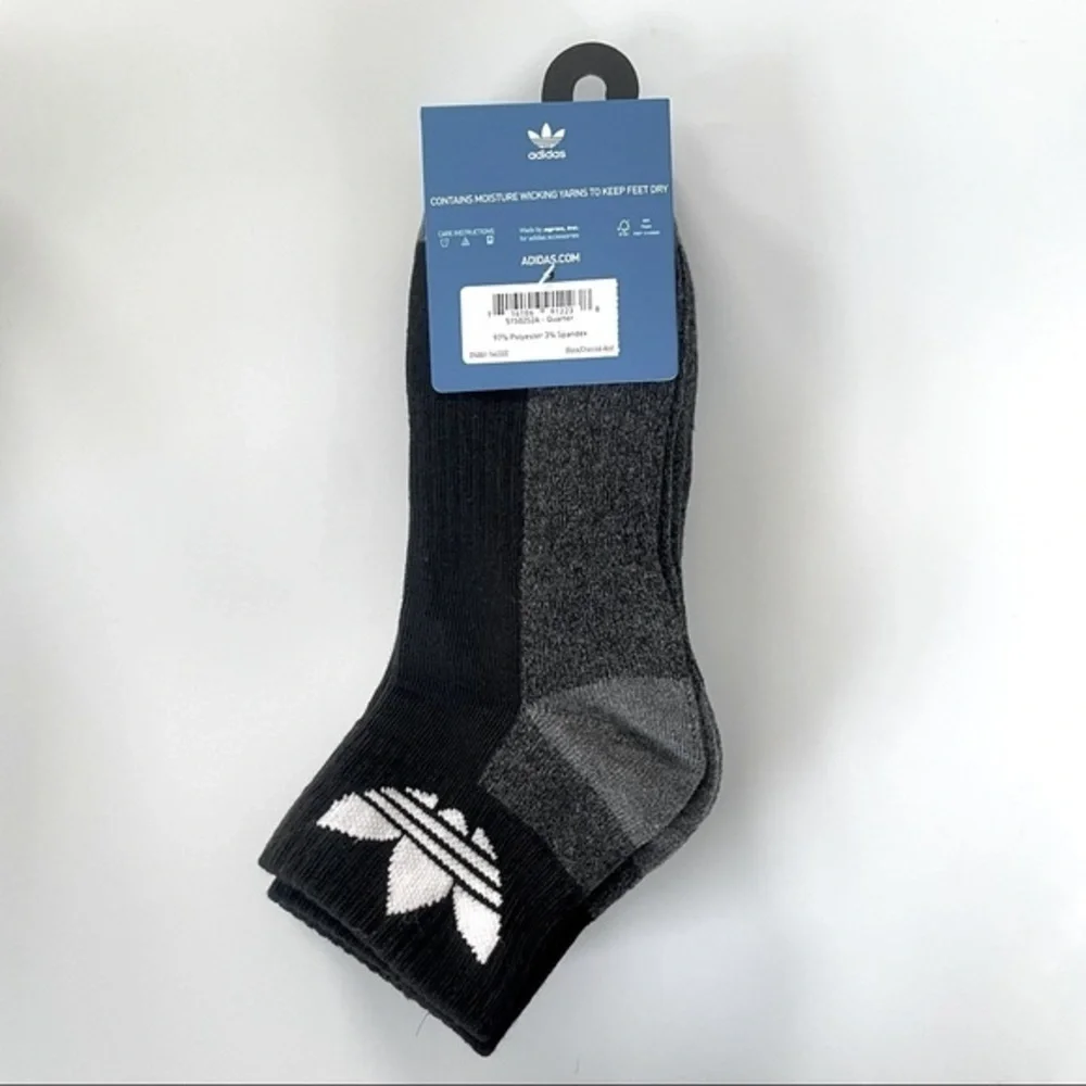 Adidas men’s quarter socks 3 pair size 6-12 gray black